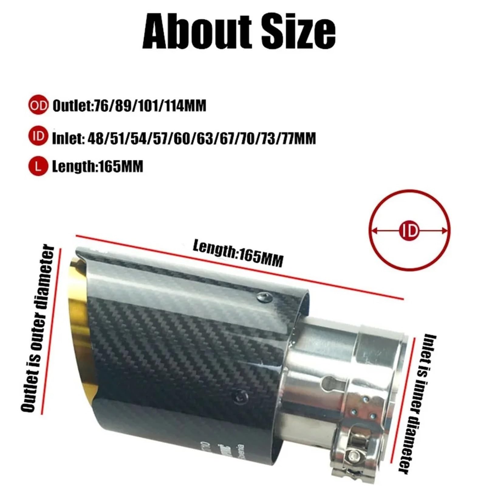 Terminale Tubo Coda Punta Del Silenziatore In Carbonio Di Scarico Silenziatori Universali In Acciaio Inox Tubo Con Morsetto
