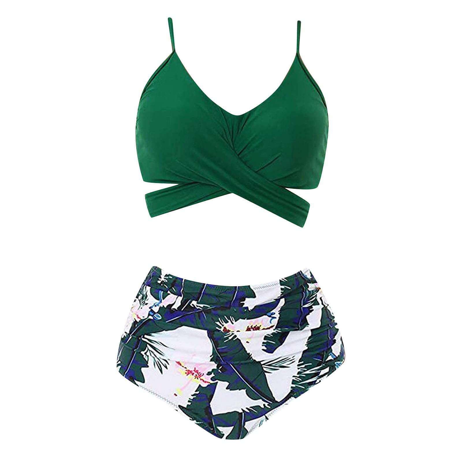 Women's Bikini Sets 2023 Summer Two Piece Swimsuit High Waisted V Neck Triangle Bathing Suit Casual Beach Swimwear