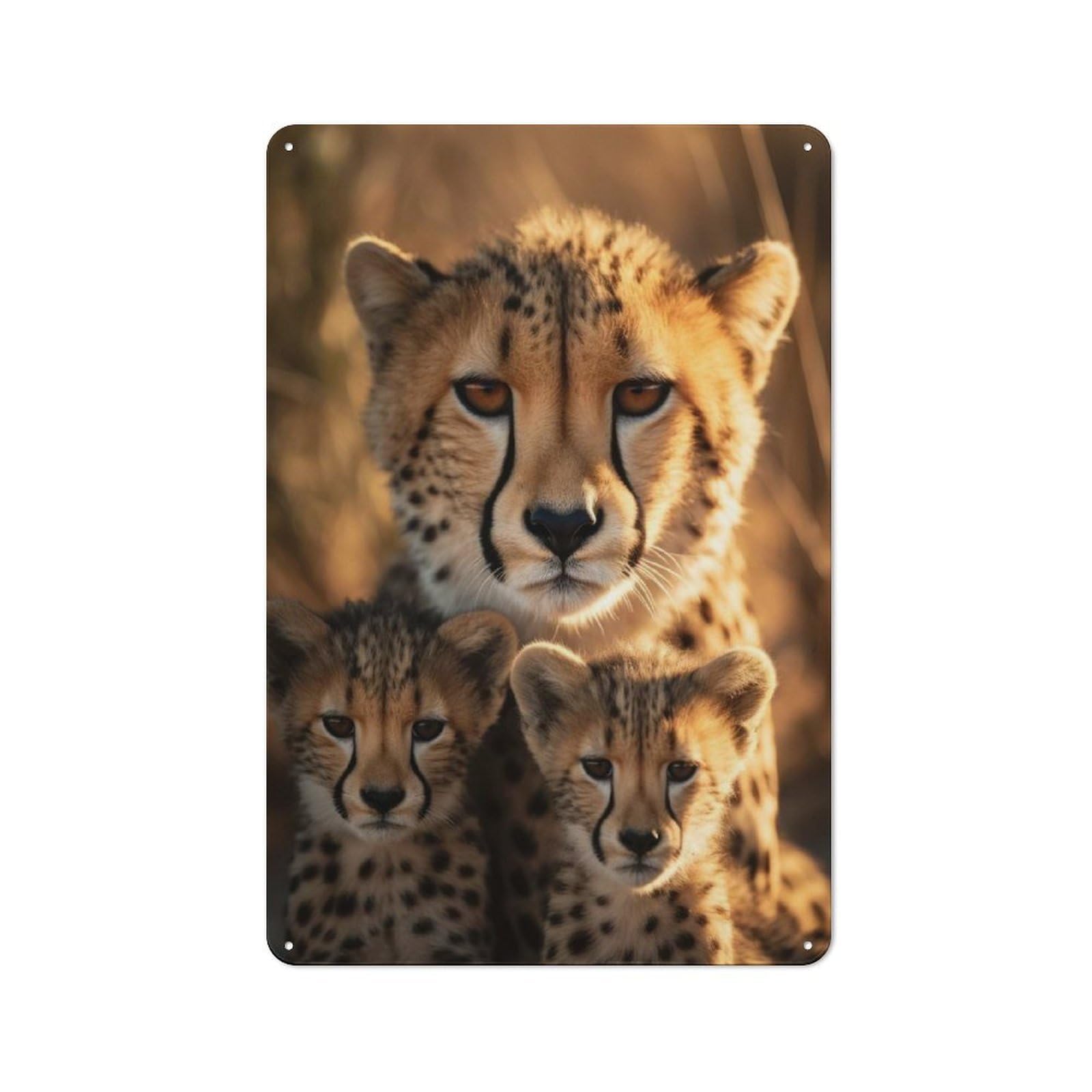 Cheetah Wildlife Photo Retro Metal Wall Decor 30x20cm, Vintage Metal Sign for Cafe, Pub, Workshop Or Home Bar