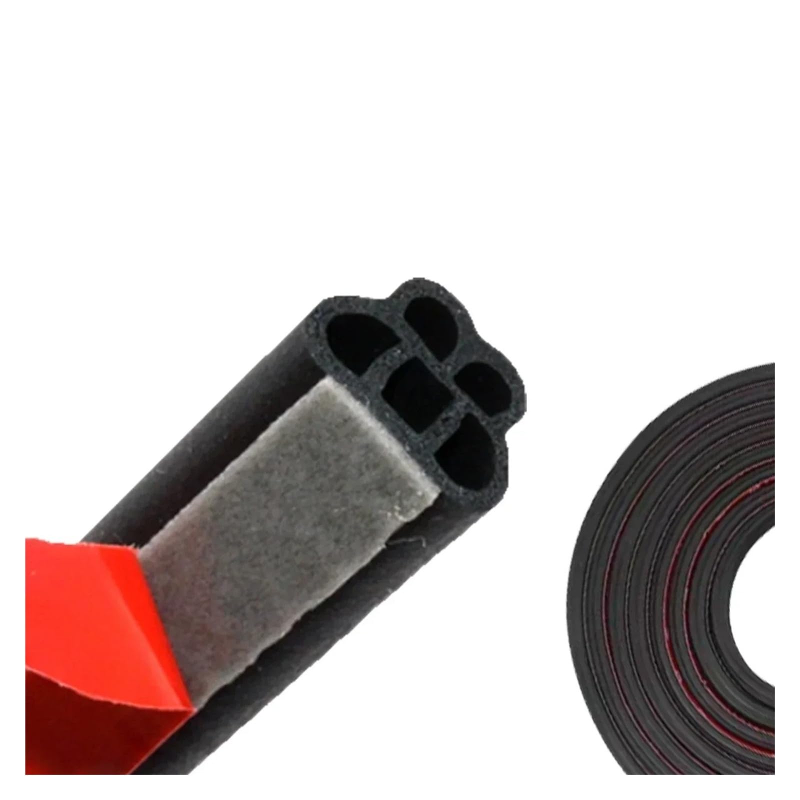 Sifusm One Color Rubber Seal Auto Door Sealant Protector Protection Sealing Soundproof Waterproof Double Weatherstrip Rubber Layer Insulation Strip(5 Holes (2M))