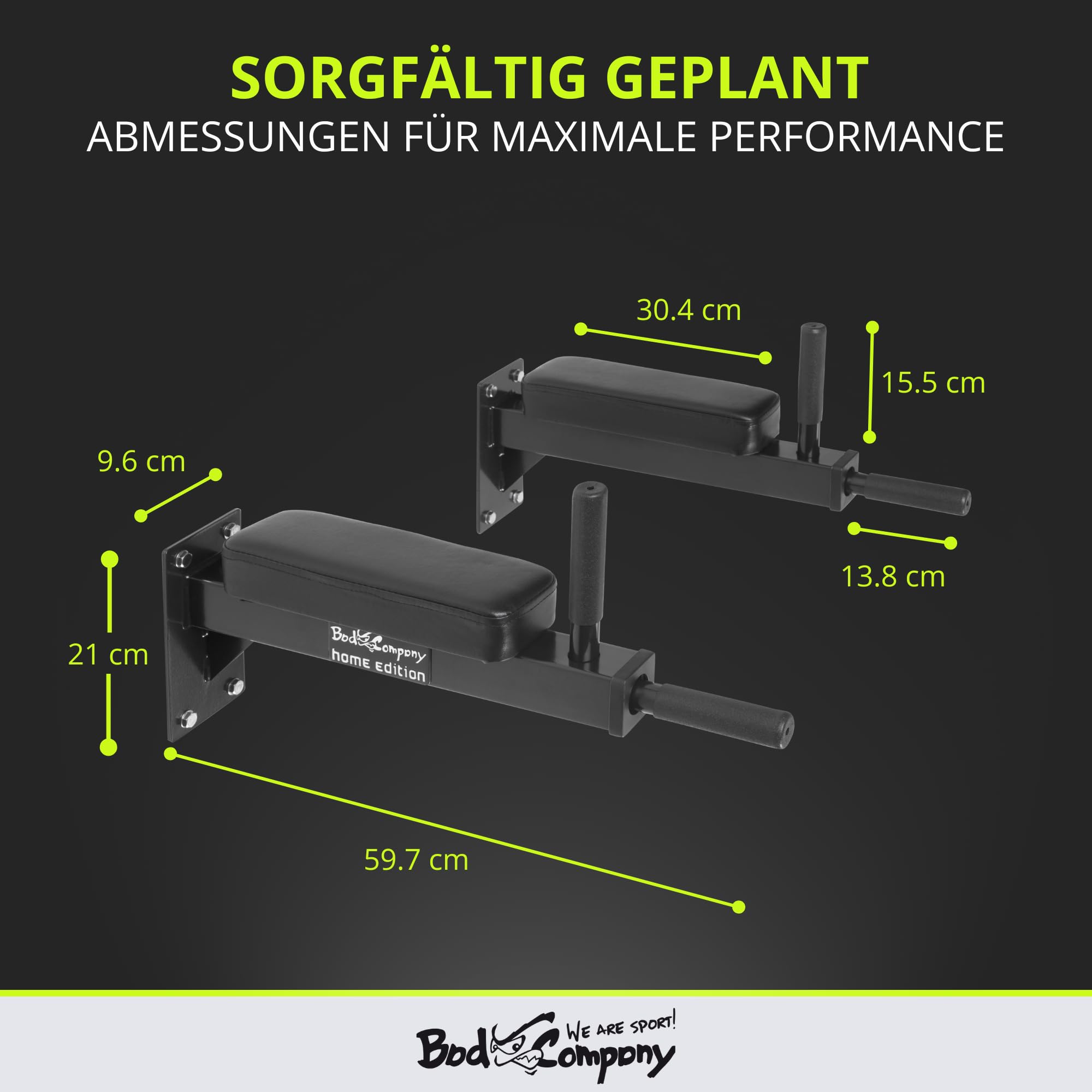 Bad Company Dip-Station zur Wandmontage I Dips-Barren zur Anbringung an der Wand für das Homegym I Parallettes I BCA-46