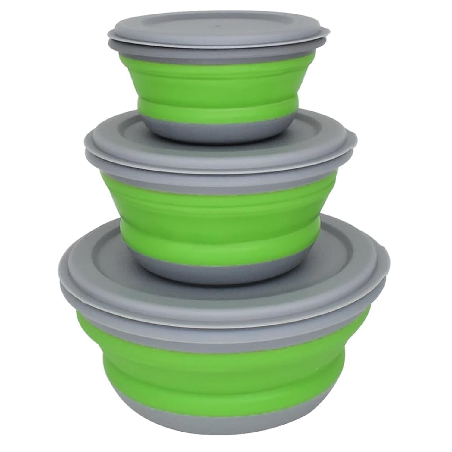 Bol Pliable Huntoshon (lot De 3 Avec Couvercles) – Silicone Alimentaire 300/600/1000ml – Idéal Voyage, Camping, Pique-nique