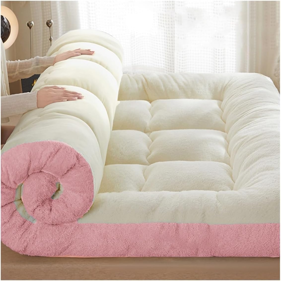 Japoński materac futon – zwijana mata do spania o grubości 5 cm do akademików i gości - podwójny / pełny rozmiar (100 x 200 cm) - przenośna wygodna pościel dla minimalistycznego życia