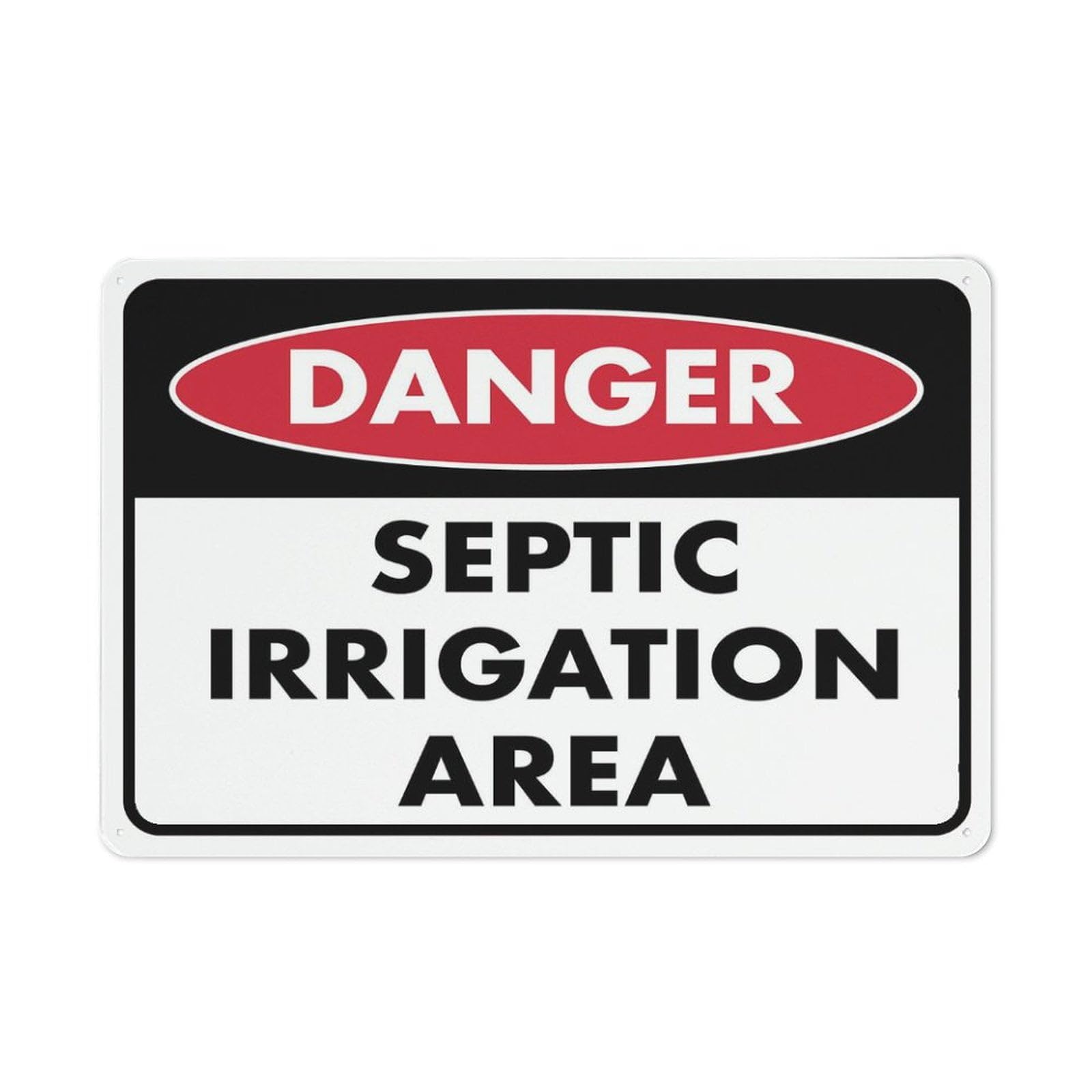 peiyeety Danger Septic Irrigation Area Sign - 12x8 inch Rustproof Aluminum, Multicolor For Home/Business