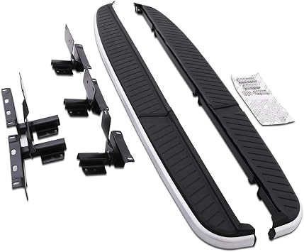 Predator4x4 Aluminium ABS Heavy Duty Black & Silver Side Steps Running Boards Bolt On Sidesteps Foot Rail Sills Compatible With Land Rover Range Rover Sport L320 05-12