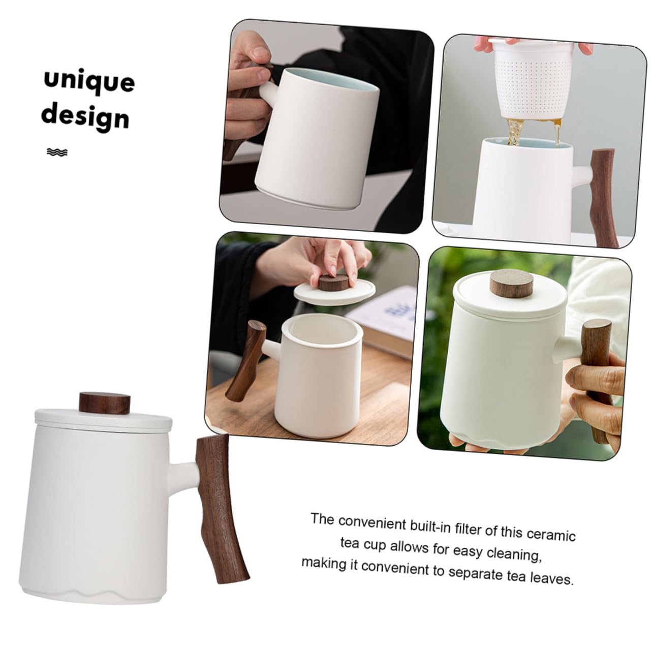 Alipis 3piezas Taza De Cerámica Con Filtro y Asa Para Infusiones De Té Para Bebidas Calientes y Elegantes