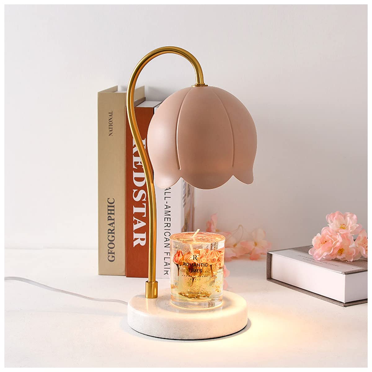 HLGQAromatherapy Melting Candle Lamp, Dimmable and Timed Top-down Melting Candle Sleep Aid Lamp, for Bedroom Yoga Room Spa,Pink