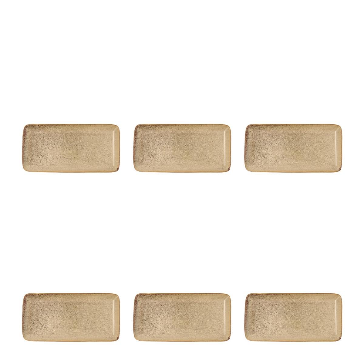 Bidasoa Set de 6 Fuente Rect 28X14 Cm Ikonic de Gres 28 x 14cm | Marrón, Gres, forma rectangular, acabado brillo, 28 x 14cm