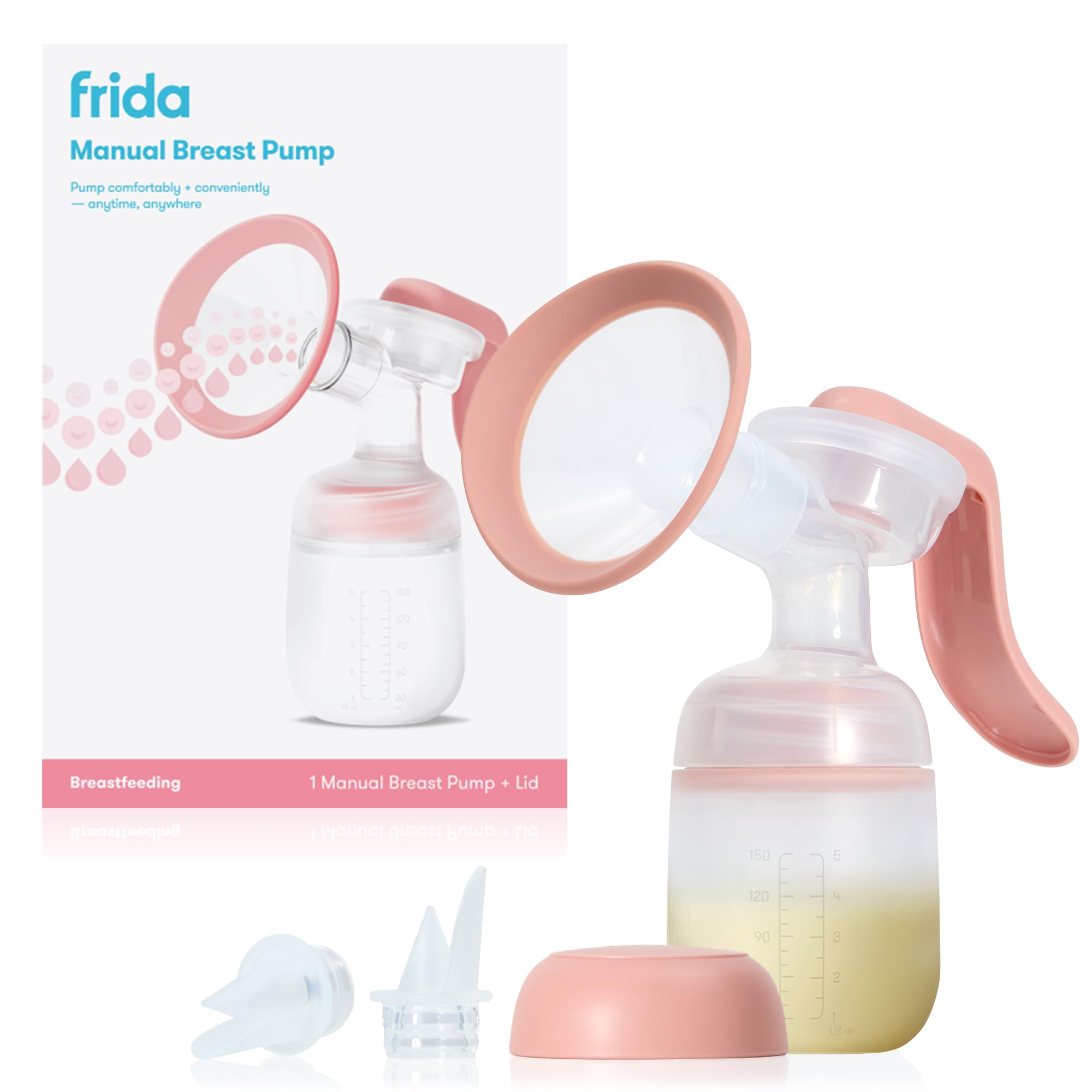 FridaMom Manual Breast Pump, Portable Hand Breast Pump with SoftFeel Flange