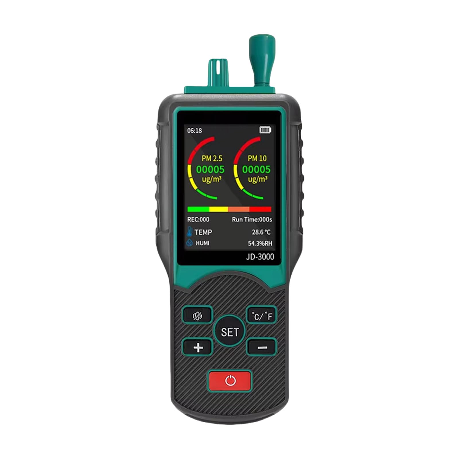 Detector de partículas de aire portátil para partículas de 0,3 μm a 10 μm, evaluación de la salud ambiental con visualización de datos en tiempo real, analizadores de tamaño de partículas