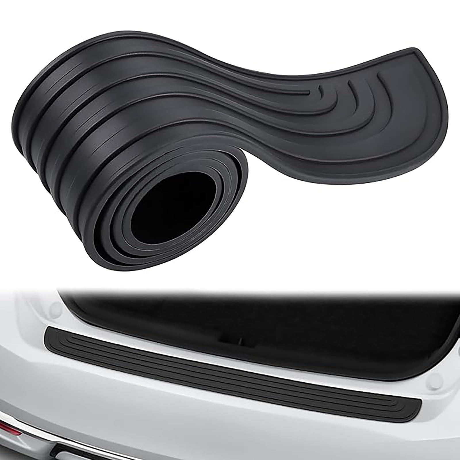 JSZDCVYBL Rear Bumper Protector for Freelander 1997-2014 L314 L359, Waterproof Rubber Trunk Sill Guard with Arc Edge Design, Flexible Streamlined Scuff Plate for Car SUV Pickup Truck