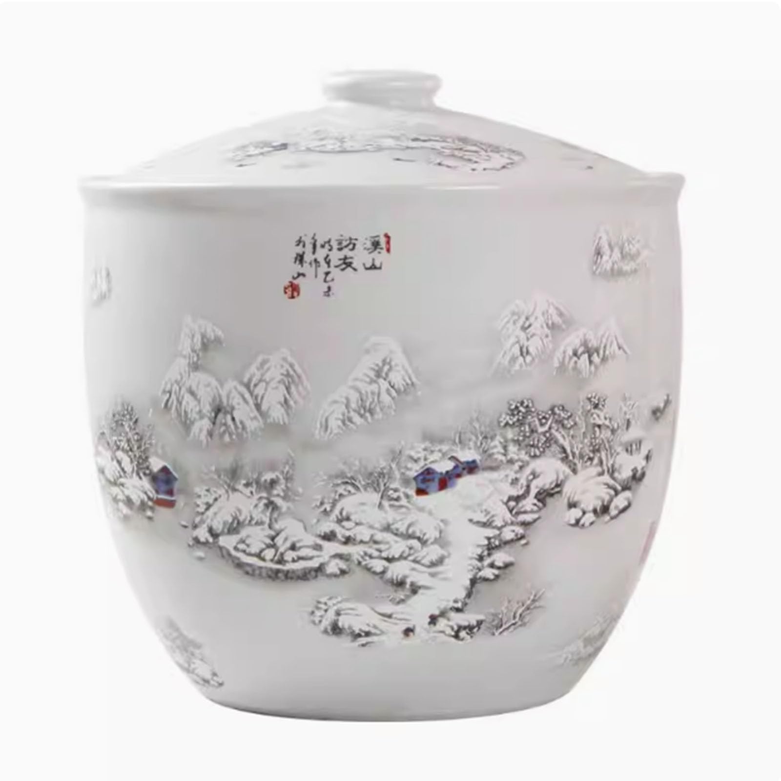 Ceramic Rice Jar, Ceramic Rice Jar with Lid, Ceramic Rice Storage, Grain Storage Container, Chinese Ceramic Rice Jar, Household Rice Bucket, Grain Dispenser Food Storage Jar, Ceramic Storage Container