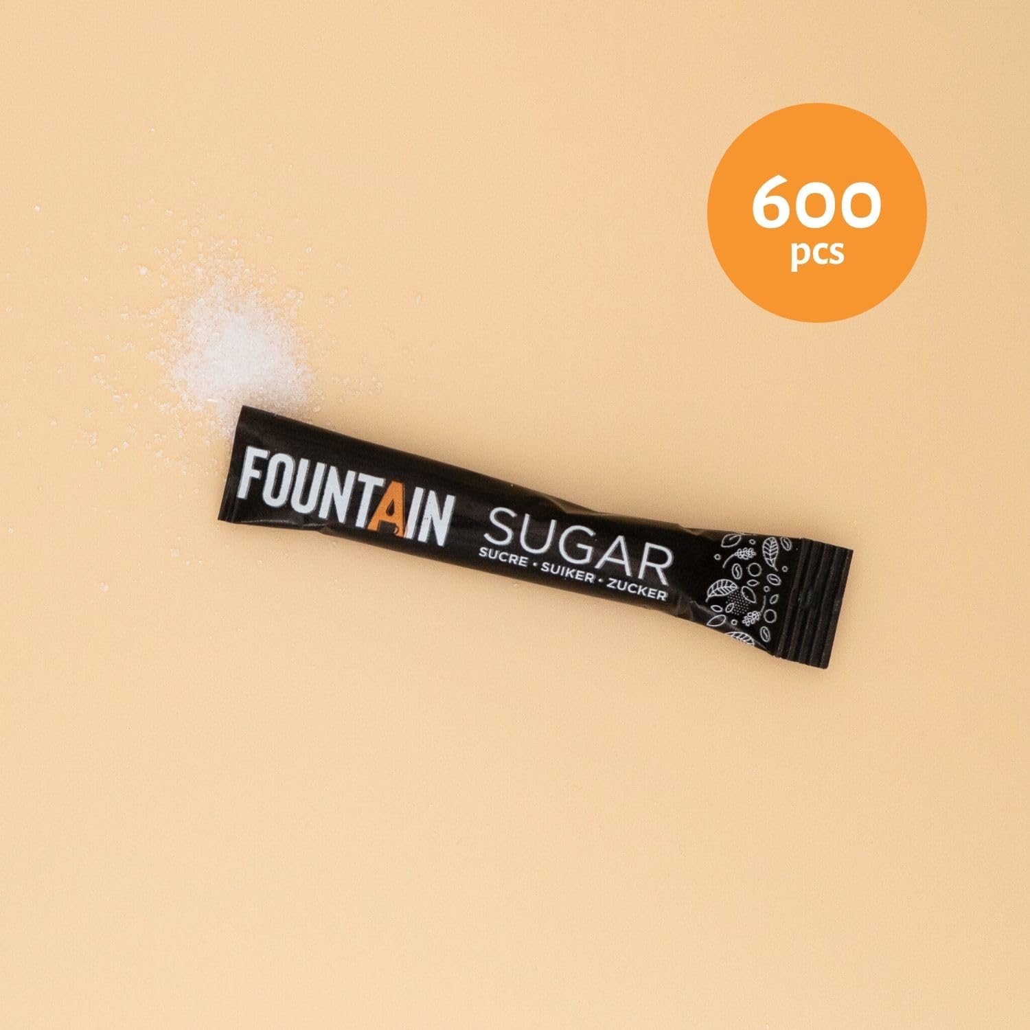 Fountain - Sachet de sucre blanc - Sucre en dosette individuelle de 4 gr dans une boîte distributrice - idéal pour tasse de café - 4 gr x 600 pièces