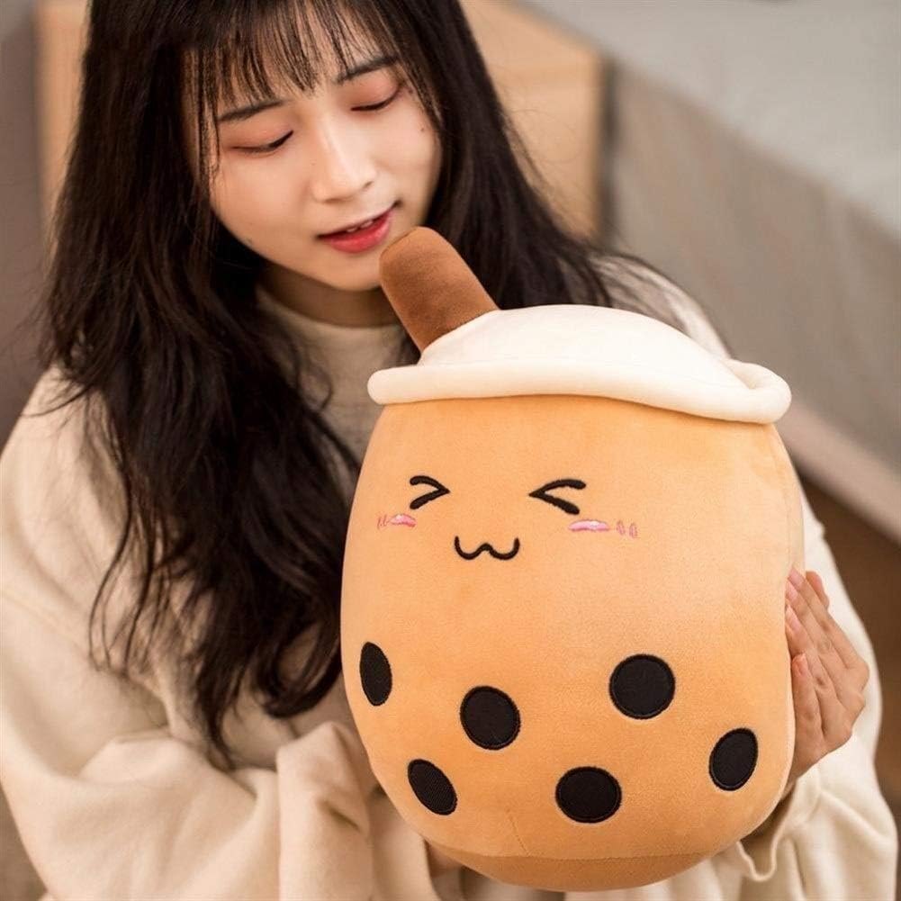 ZzlushPlush Doll Figurine Toy Pet Pillow Animal, 25/35cm Cute Cartoon Fruit Bubble Tea Cup Shaped Pillow With Suction Tubes Real-life Stuffed Soft Back Cushion Funny Boba Food