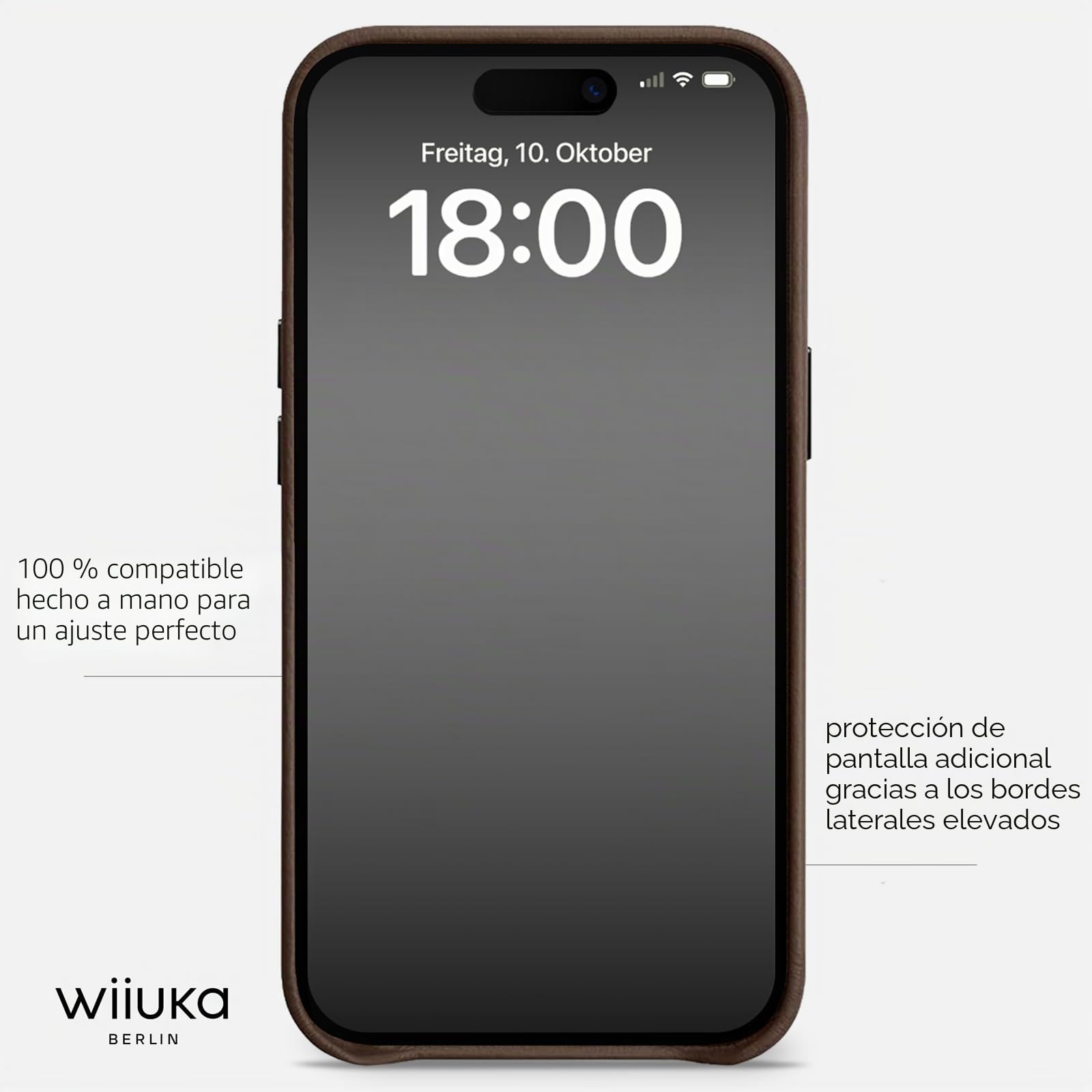 WIIUKA Funda para iPhone 14 Pro Max, Piel de Alemania Extrafina, Premium para Teléfono Móvil, Qi, Marrón Vintage