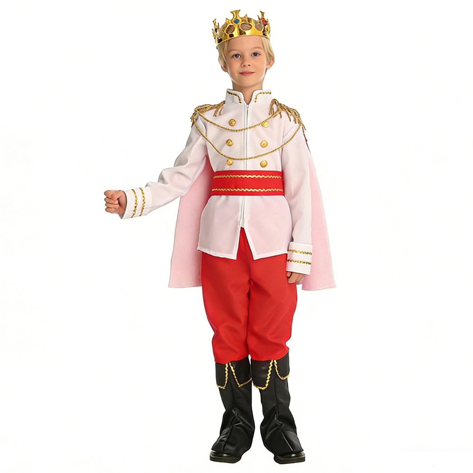 MaNMaNing Costume Carnaval Enfant Garcon Roi Cape Sceptre Cosplay Foire Médiévale Fête Anniversaire Spectacle Tenue Chevalier Cour Costume Enfant Garcon 3 13 Ans