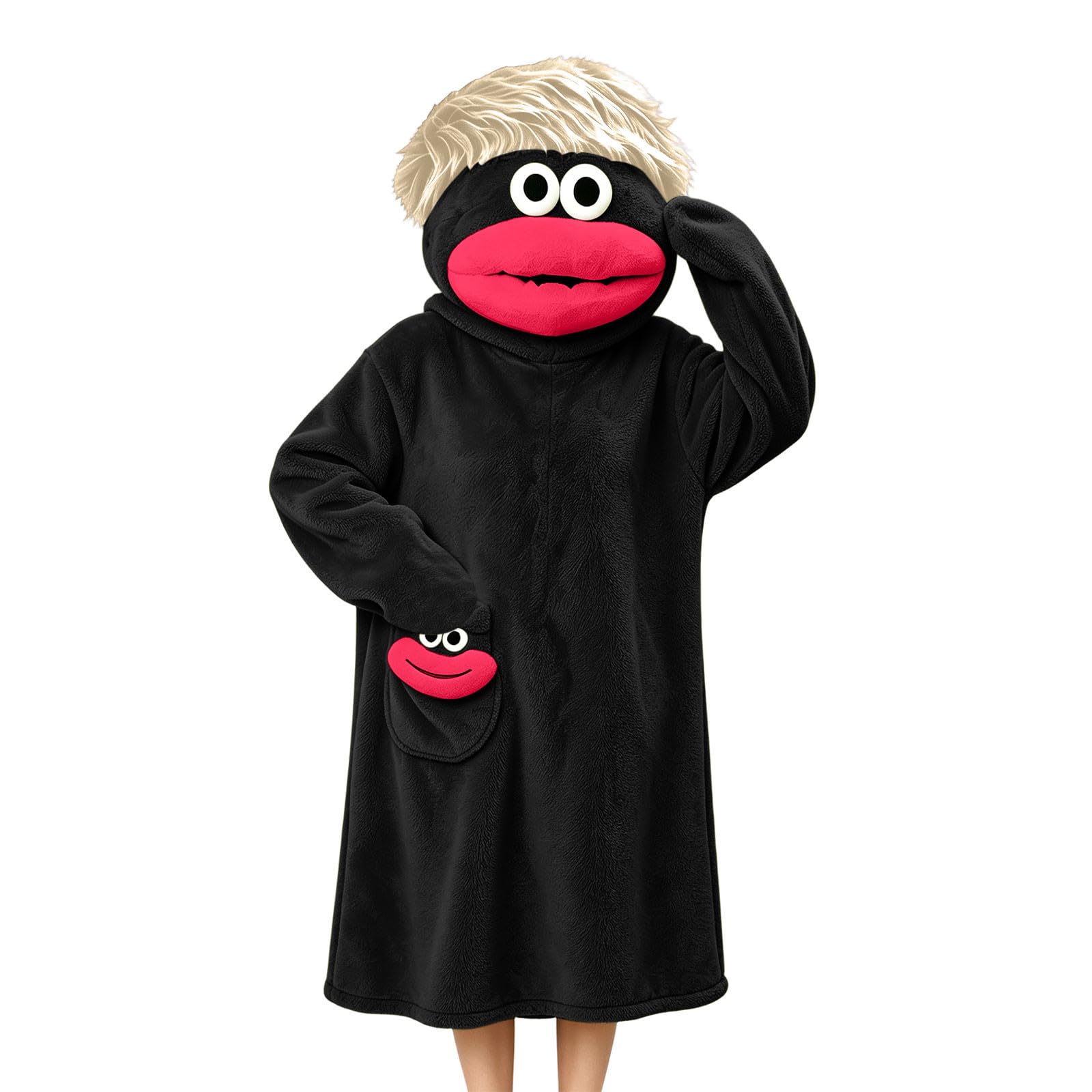 Jamicy Robe de Nuit Monstre Drole Pyjama Femme Hiver Flanelle Épaisse Chaud