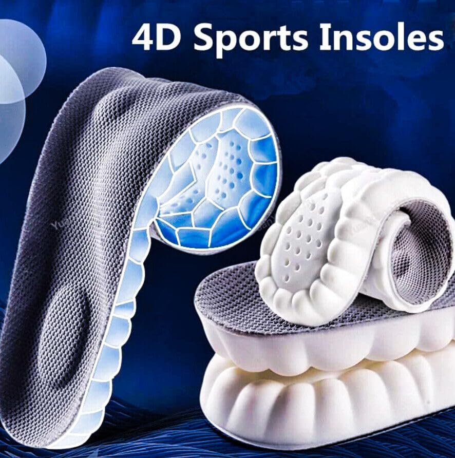 Image of 2 Pairs 4D Cloud Technology Insole - Super Soft Comfort Insoles, Soft Foot Protection Cloud Feeling Insole, U-Shape Memory Foam Insoles (Gray, Men: US 11.5-13)