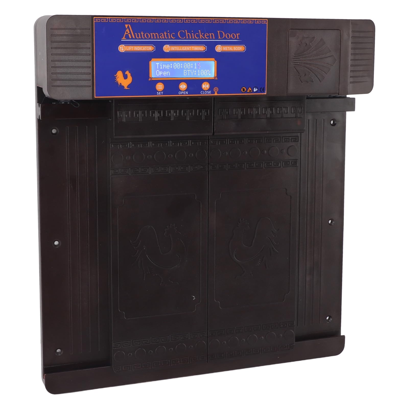 Porta Automatica per Pollaio, Timer a Batteria a Energia Solare, Display a LED, Apriporta per Polli, Doppie Porte con Avviso di Batteria Scarica Anti Pizzicamento per Polli, Anatre, Oche