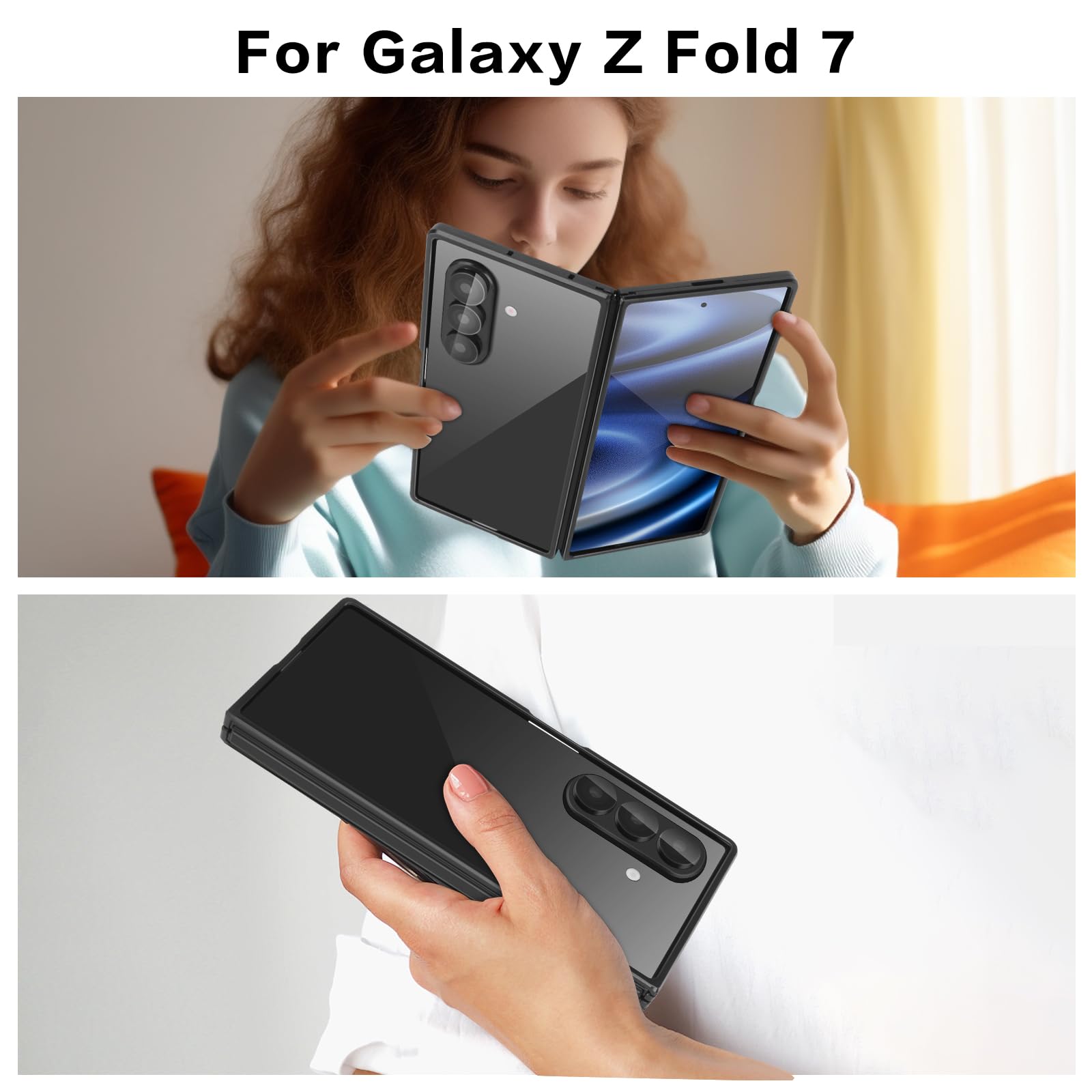 Hiooloon for Galaxy Z Fold 7 Bumper Case Metal, No Back Metal Bumper Frame Slim Fit Backless 4 Corners Shockproof Heat Dissipation Wireless Charging Compatible (Black)