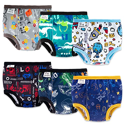 Max Shape 6 Pack Potty Training Underwear for Boys,Washable Baby Boy Toilet Training Pants Training Underwear Fit 2T-6T