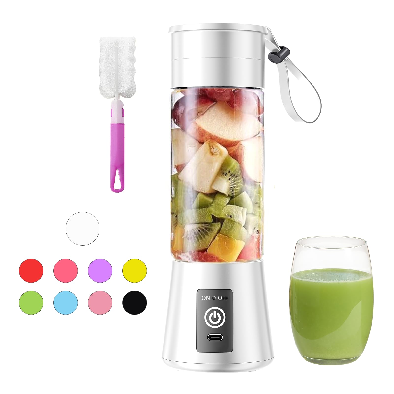 Frullatore portatile senza fili per frullati e frullati, mini frullatore ricaricabile da 368,5 g con 6 lame in acciaio inossidabile, velocità 20000 giri/min, comodo succo spremuto in picnic/sport