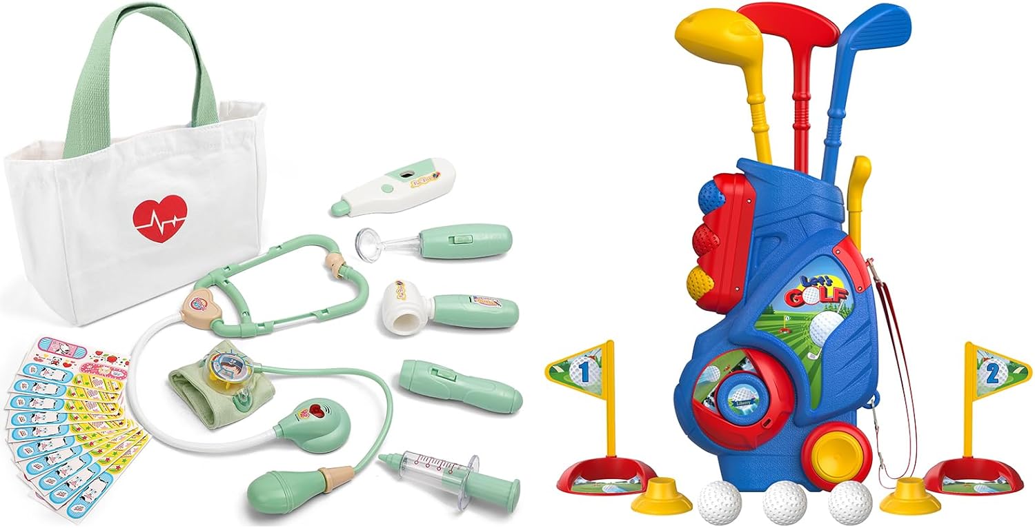 Liberry Toys for 2 3 4 5 Year Old Boy Girl Christmas Bithday Gift-Toddler Golf Set Doctor Kit for Toddlers