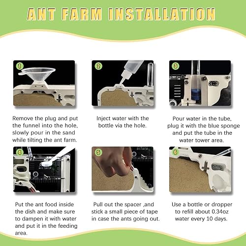 Miniatura 5 de Castillo de Ant Farm, granjas de hormigas con arena amarilla y kit de herramientas, kit de observación de colonias de hormigas, kit de ciencia de