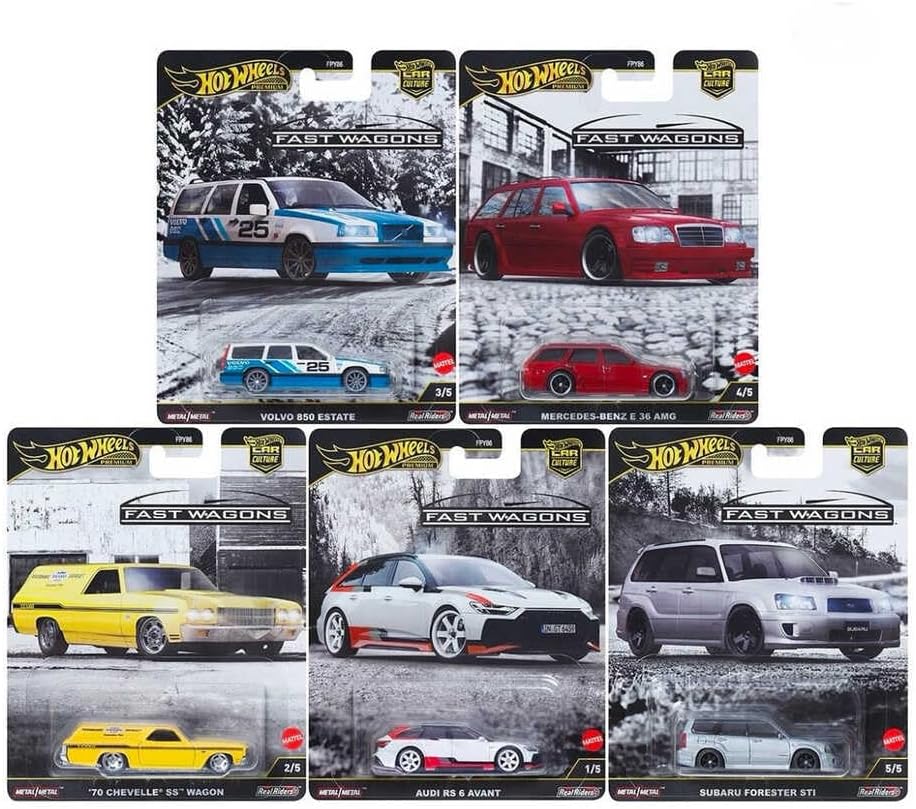 Hot Wheels Car Culture Fast Wagons Bundle of 5 Die-Cast Cars FPY86-961J