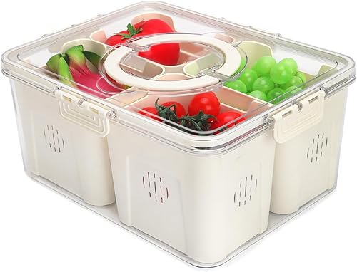 shopwithgreen Contenedores de almacenamiento de frutas para refrigerador con tapa y asa, ahorrador portátil de productos frescos, contenedor de caja