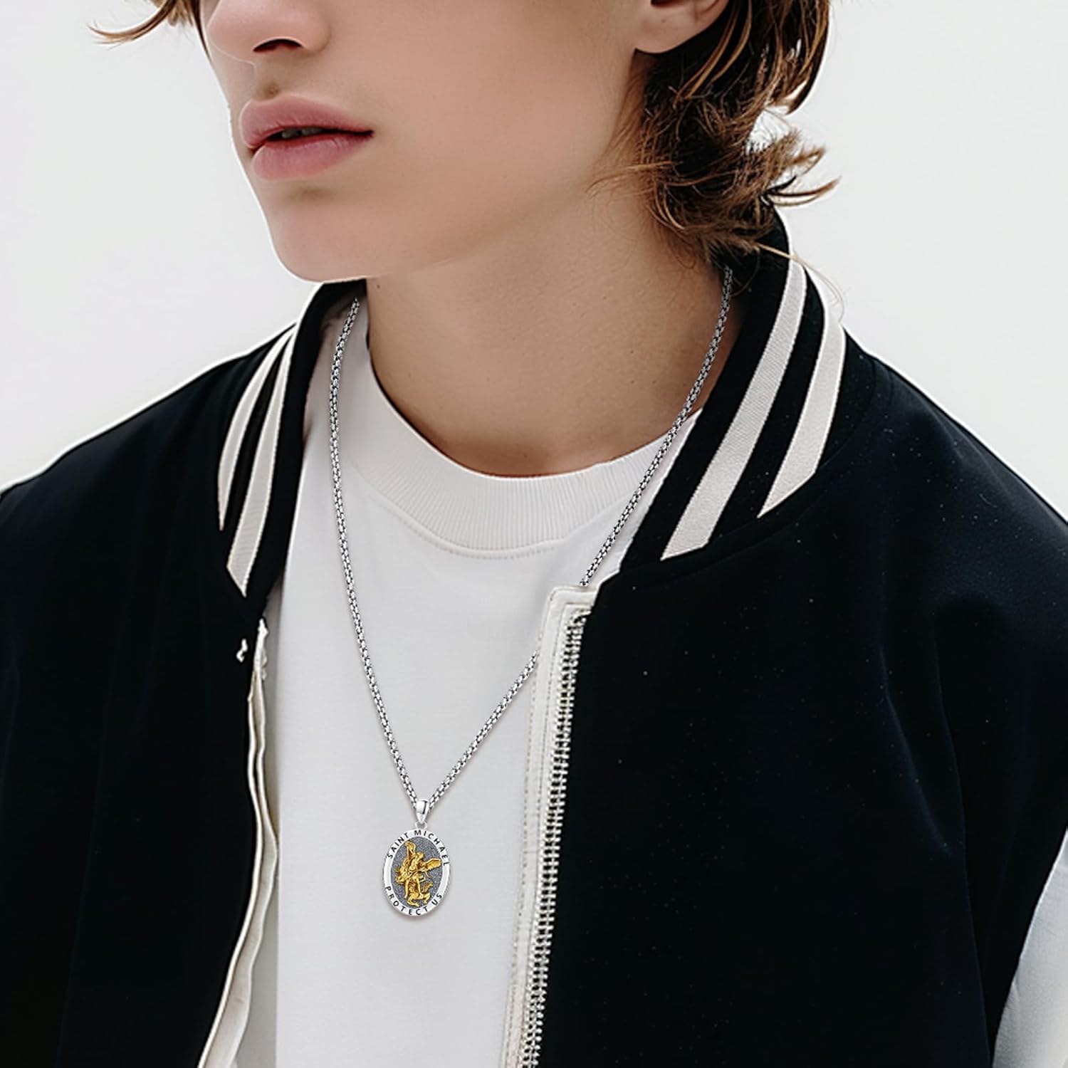 925 Sterling Silver St Michael/St Christopher/Virgin Mary Necklace Patron Saint Amulet Medal Jewelry for Men Women - Image 6