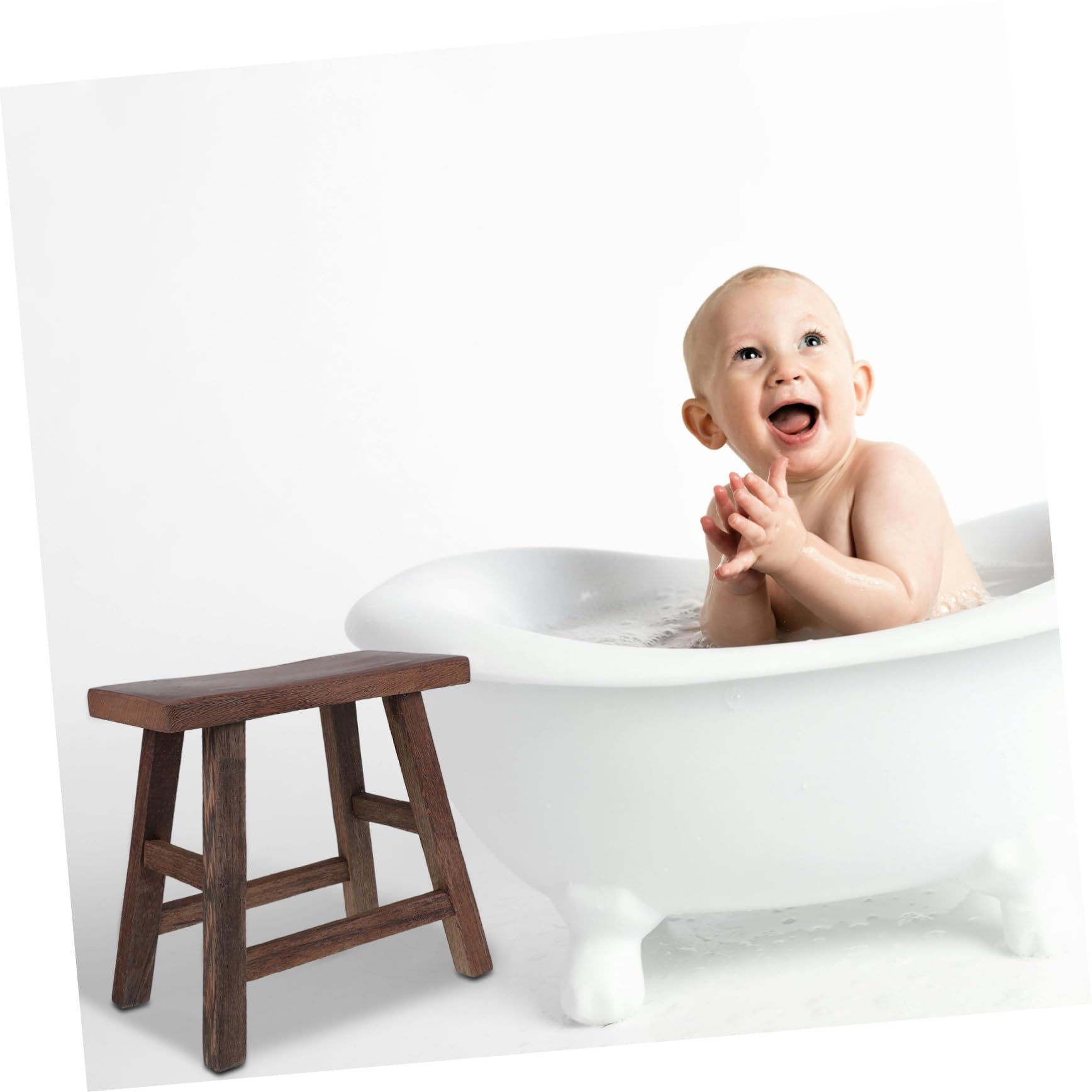 HANABASS Taburete Pequeño de Madera para Niños Ligero y Portátil Diseño Elegante de ala de Pollo, Adecuado para Baño y Cocina, Banco Infantil de 28 Cm