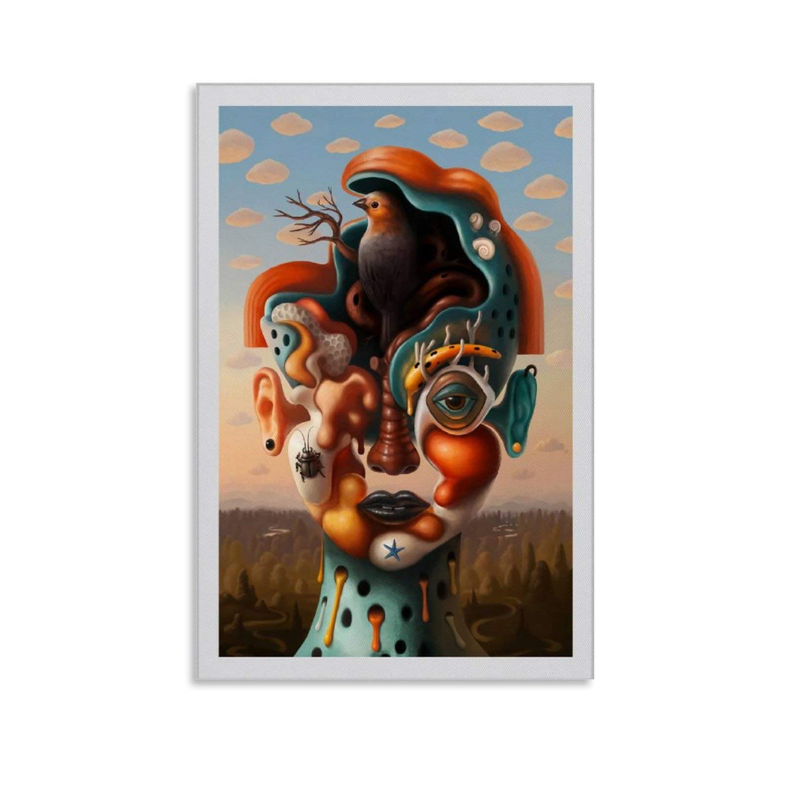 Abstract Scary Human Face Animal Art Painting Poster Decorative Painting Canvas Wall Art Living Room Posters Bedroom Painting 12x18inch(30x45cm)