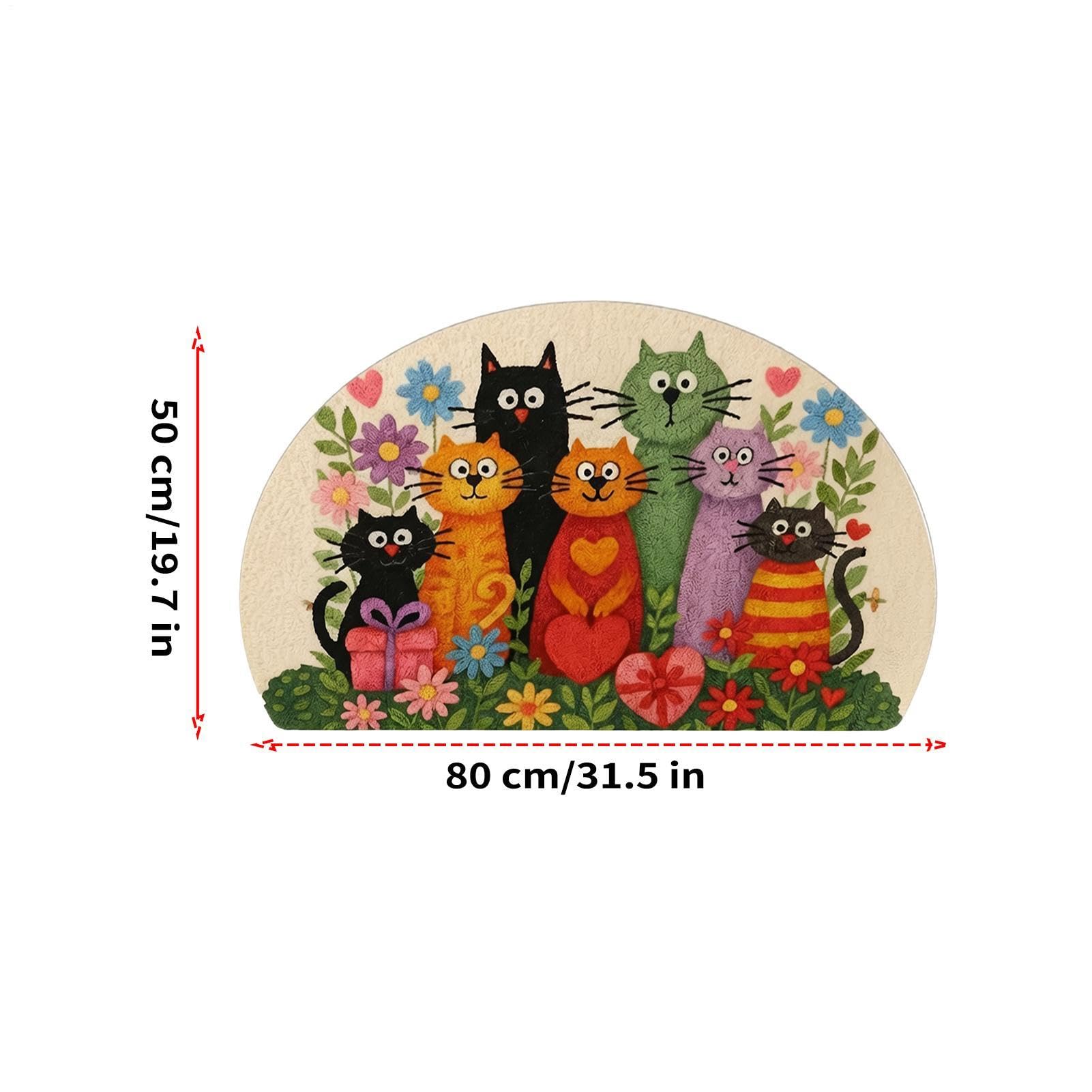 Felpudo para exteriores de 80 x 50 cm, antideslizante, semicircular, absorbente, lavable, | Tapete de baño para interiores, cocina, baño, dormitorio, sala de estar, oficina, casa de campo, hotel