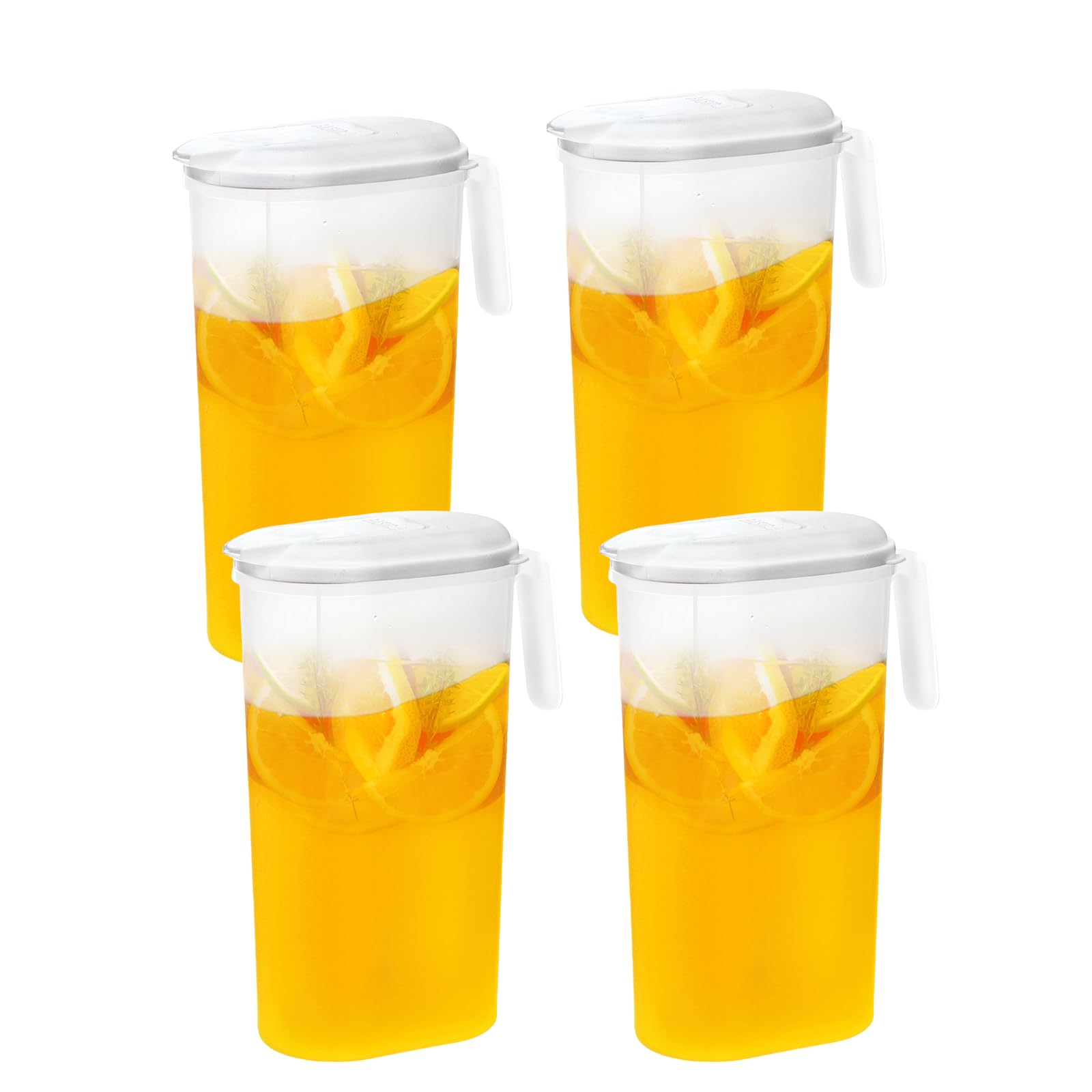 ZENFUN4 Packs Fridge Door Water Jug with Handle, 2.2qt/71OZ Plastic Water Pitchers with Spout, BPA Free Tea Pitcher Unbreakable Water Pitcher Juice Pitcher Beverage Container for Tea Lemonade