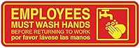 Vista 51 de Standard Employees Must Wash Hands - Letrero para puerta/pared, color negro, pequeño