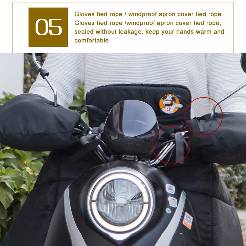 Générique Tablier Scooter, Couvre Jambe Scooter Gants de Guidon Roues Pare-Brise Moto Hiver Wiver Hiver Chaud Scooter Couverture la Jambe Scooter du Genou for Tablier véhicule électrique(Black)