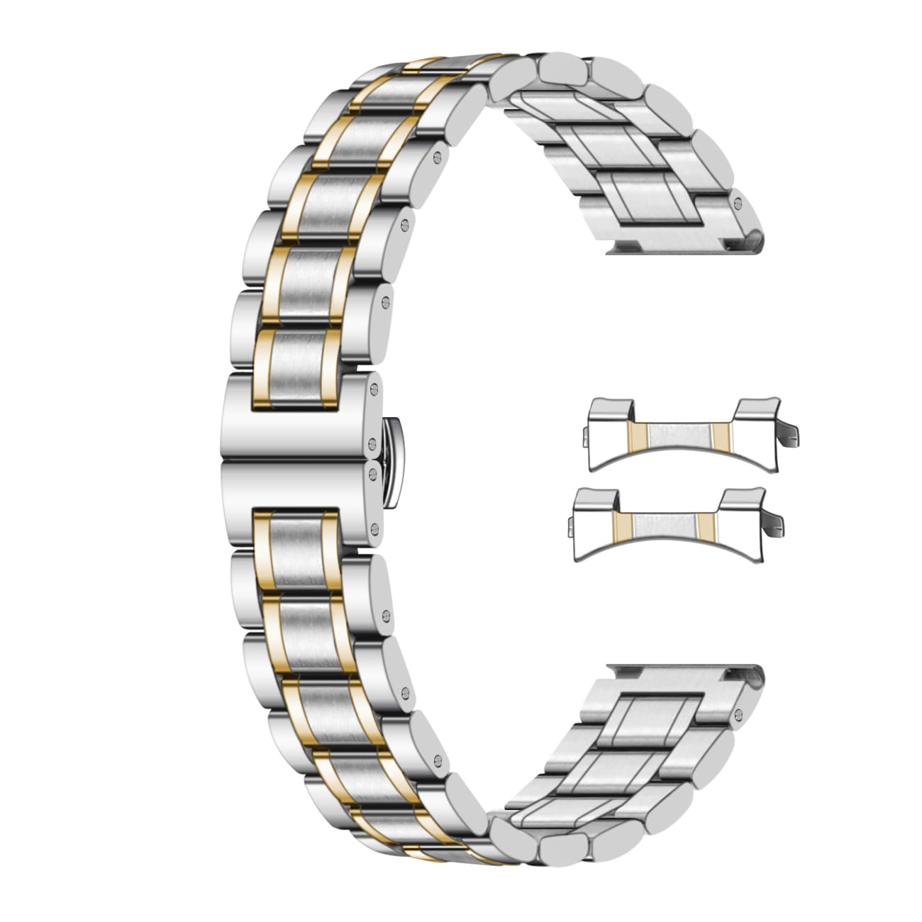 Universelles Metall-Uhrenarmband, passend für die meisten Tranditionalen, 21 mm Schnellverschluss-Edelstahl-Armbänder mit gebogenen Endstücken, klassisches Ersatzarmband für Männer und Frauen