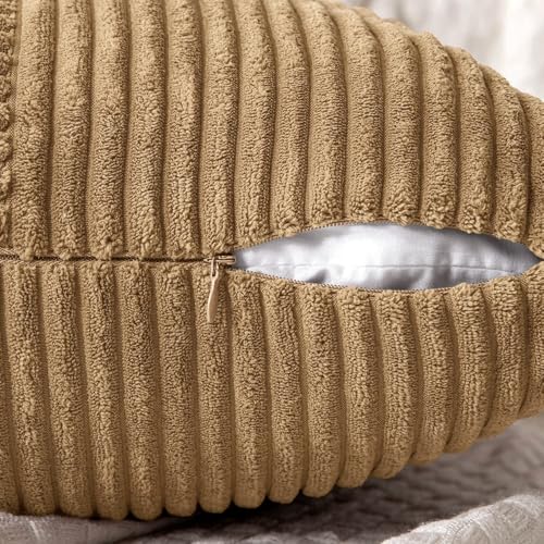 Image of MIULEE Camel Brown Decorative Throw Pillow Covers 20x20 Inch for Couch Bed Sofa Pack of 2 Boho Farmhouse Throw Pillows Soft Cross Corduroy Patchwork Textured Cushion Cases