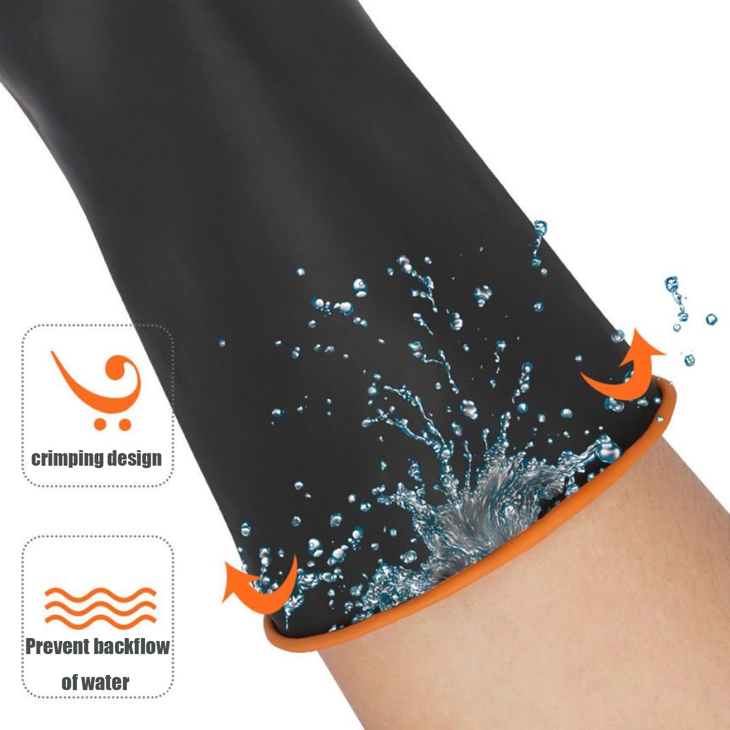 Guantes de látex resistentes a productos químicos,Guante de goma industrial de trabajo pesado,Tamaño XL 22'' Un par