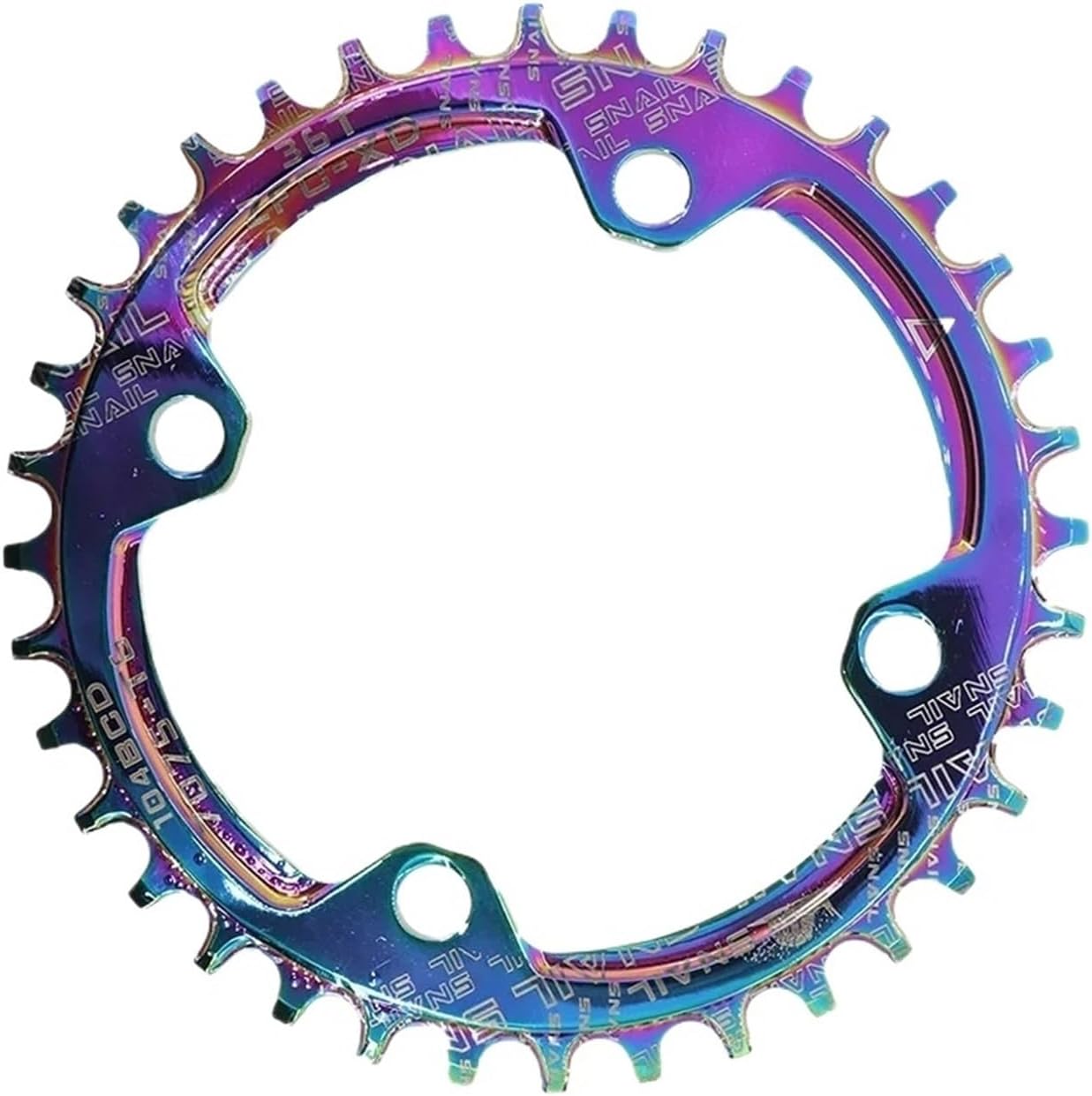 Compatible for Snail 104BCD Ultralight MTB Chainring - 32T/34T/36T/38T Narrow Wide Round Oil Slick Rainbow Mountain Bike Chainwheel