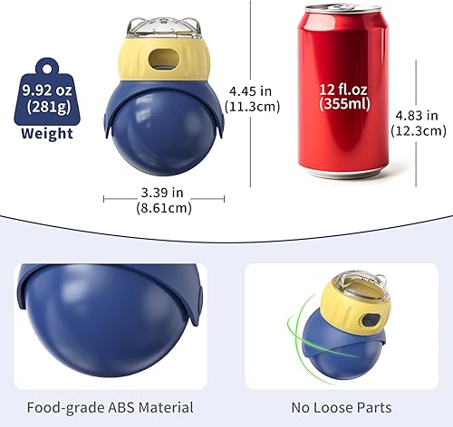 Miniatura 6 de Juguetes interactivos para gatos rompecabezas de premios – para gatos de interior, pérdida de peso, alimentador tambor tambaleante, dispensador de