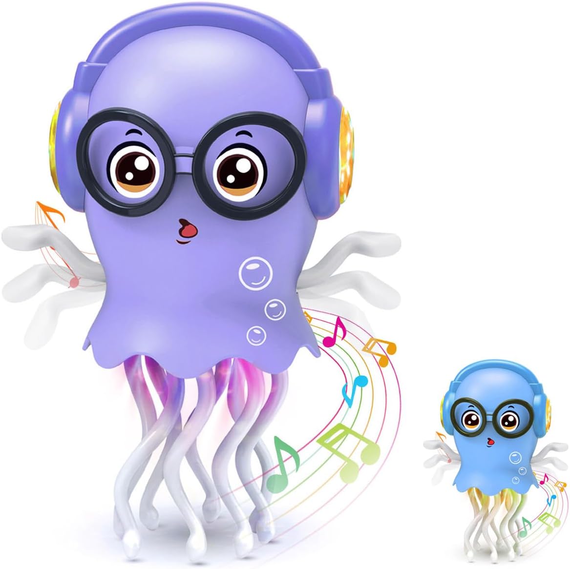 Kids Toy Dancing Jellyfish, Tummy Time Toy Interactive Jellyfish Bump and Go with Music & Lights, Learning Crawling Toys for Toddlers Baby 1 2 3 4 5 Years, Birthday Easter Gifts for Boys Girls