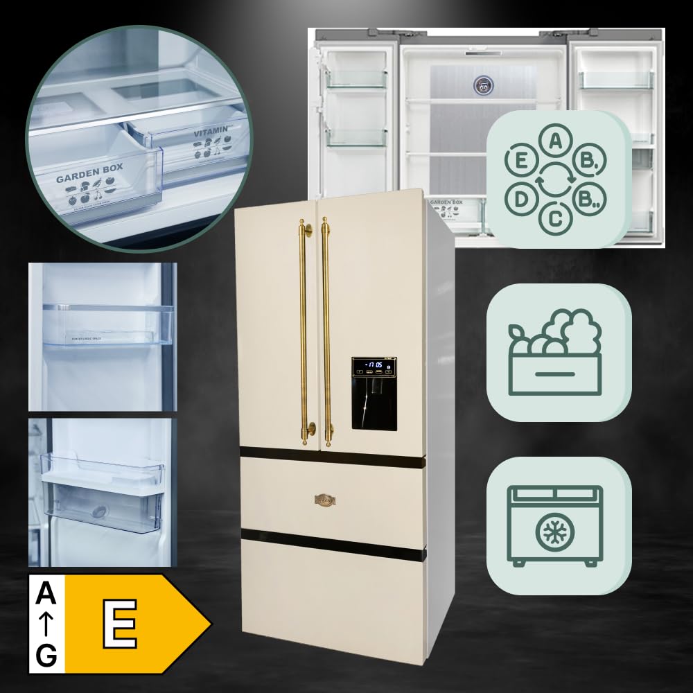 Kaiser KS 80425 ElfEm Side-by-Side Kühlschrank, 83 cm breit, 183 cm hoch, Retro Kühlschrank, Kühl Gefrier Kombi, No Frost 506 L