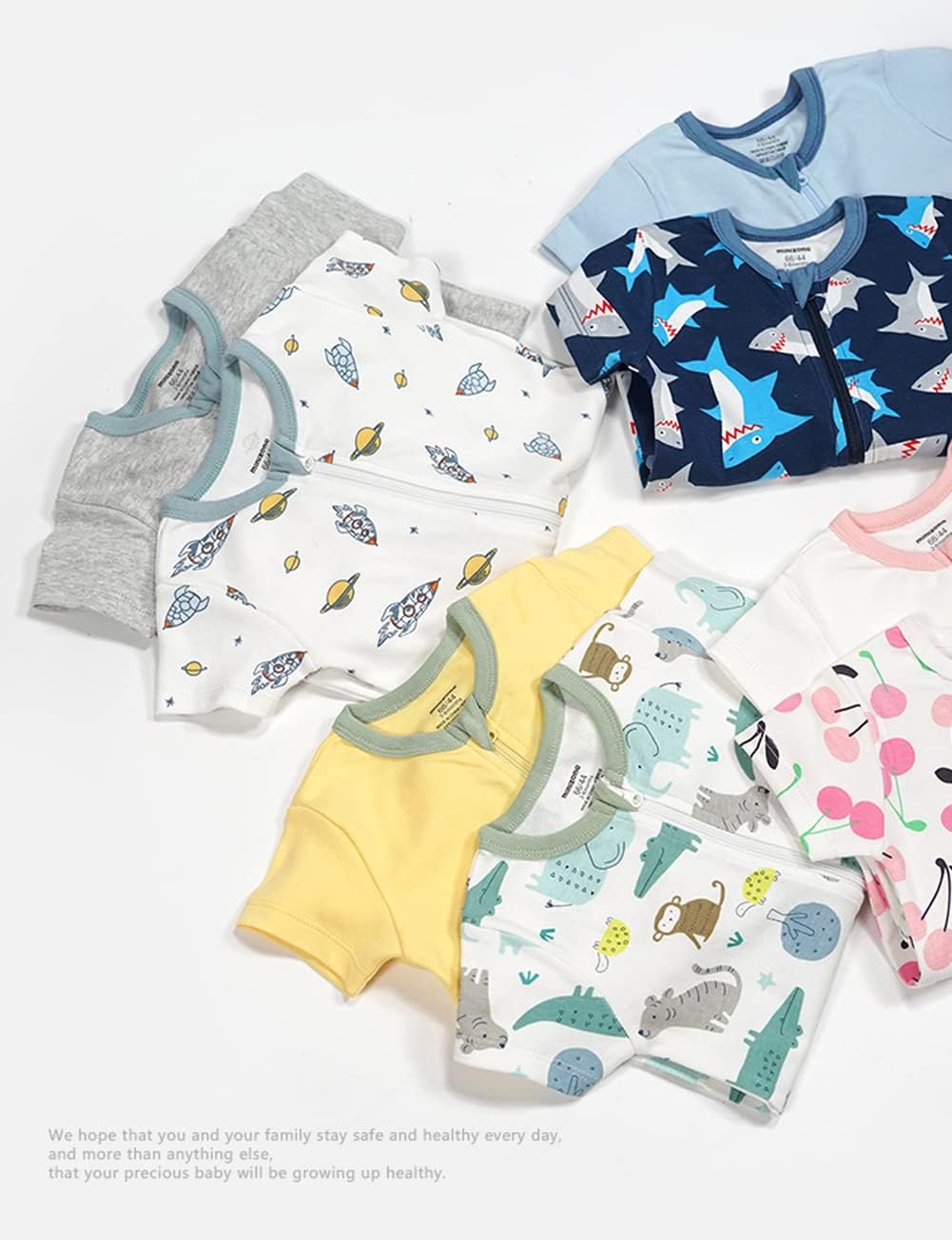 Teach Leanbh Baby Boys Girls 2 Pack 2 Way Zipper Footless Pajamas Cotton Short Sleeve Printing Romper Sleep and Play - Image 5