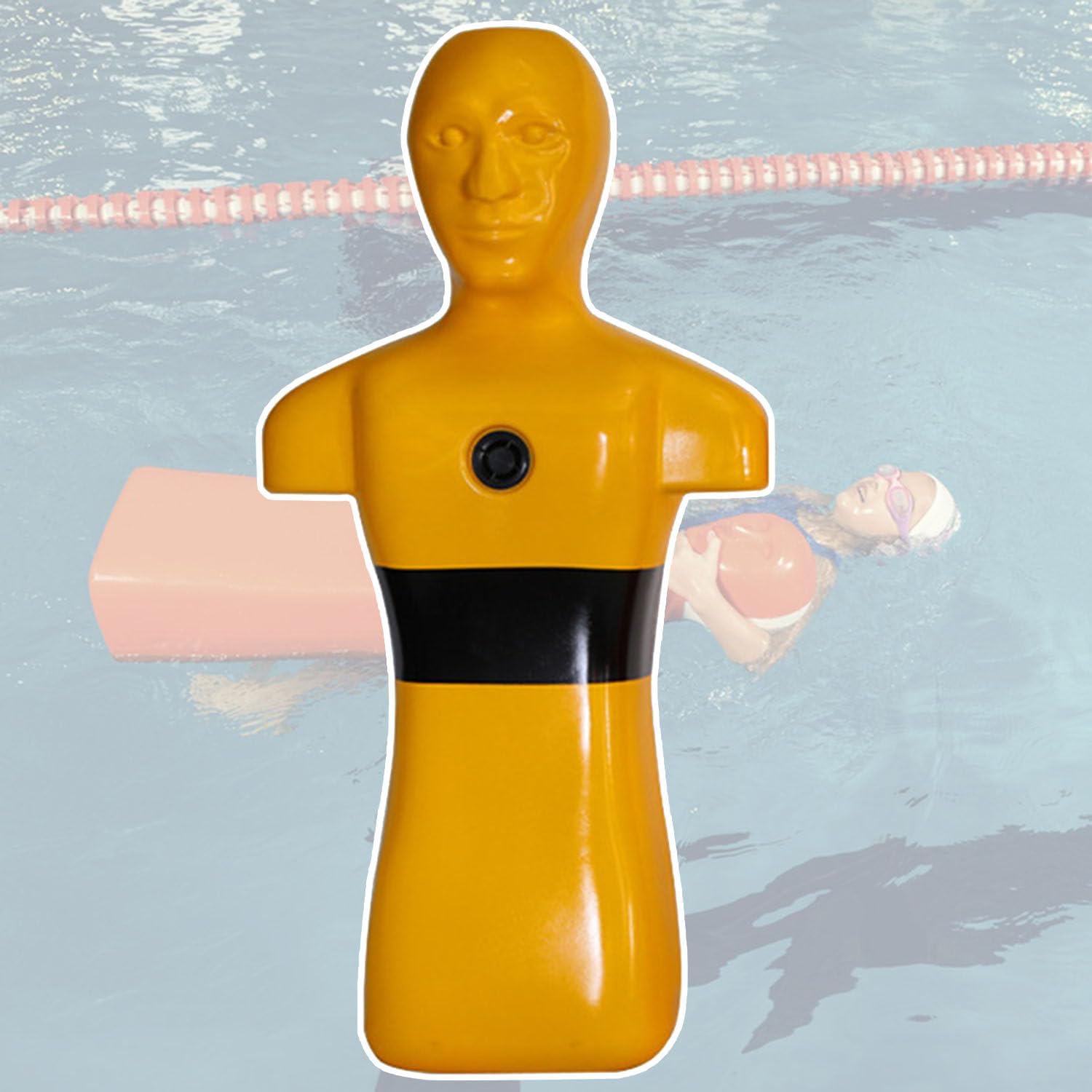 Water Rescue Training Dummy Drowning Drill Dummy Pool Life-Saving Training Model Swimming Pool Rescue Training Equipment with 3 Water Injection Holes Yellow