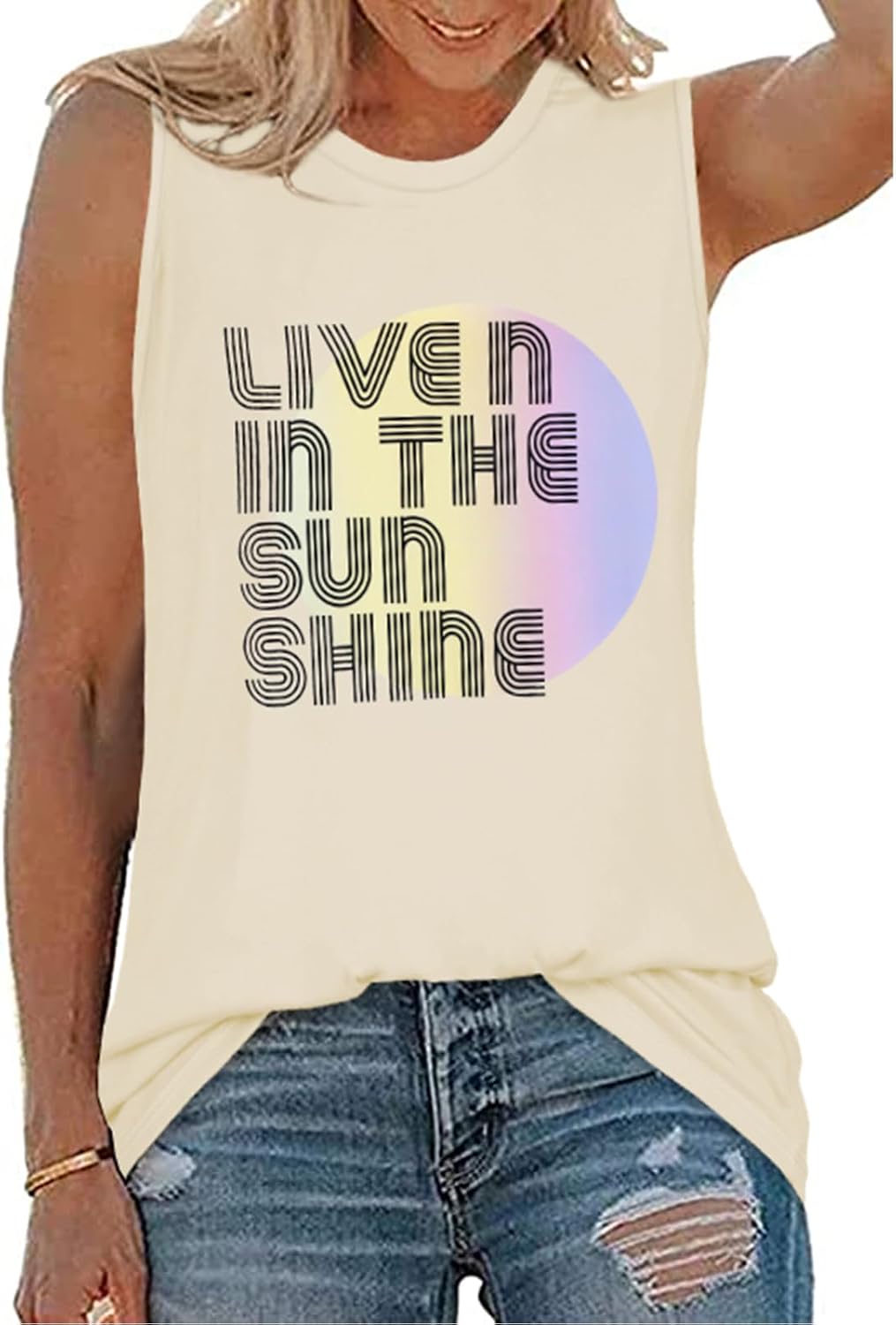 Womens Tank Tops Summer T Shirts Sleeveless Casual Loose Tunic Blouses 2026