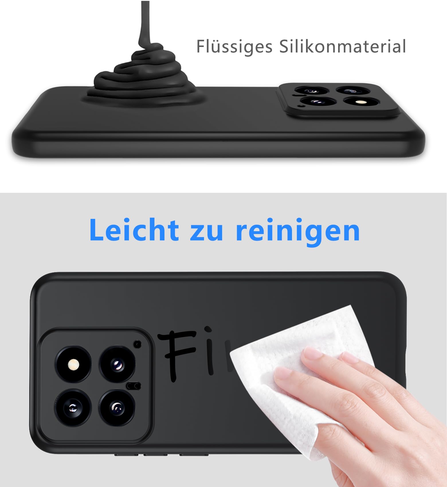 Fin2feel MagSafe Hülle Für Xiaomi 14 – Magnetisch, Dünn, Mit Panzerglas & Militärischem Fallschutz, Schwarz