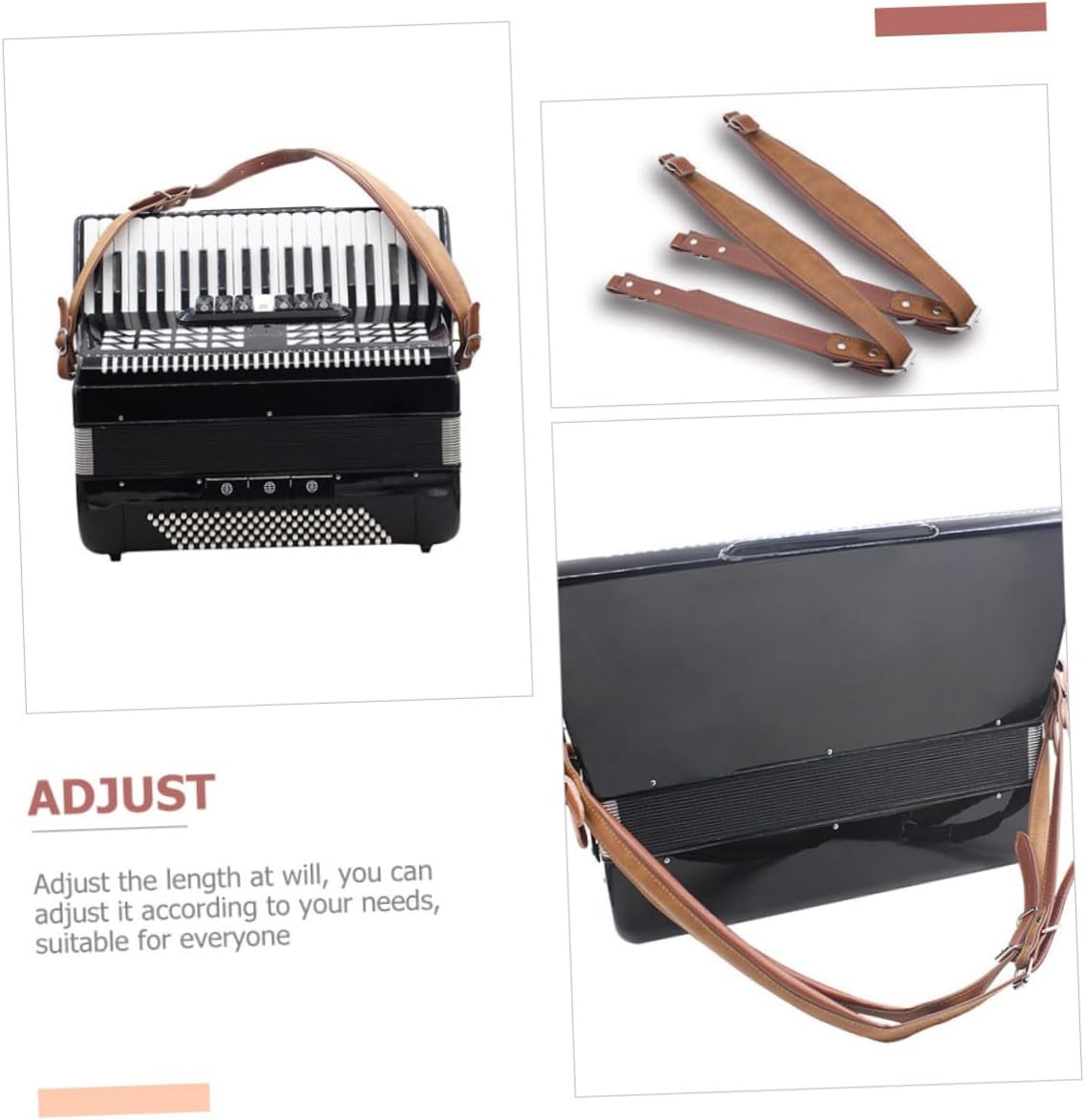 Adjustable Accordion Straps Leather Waterproof Khaki