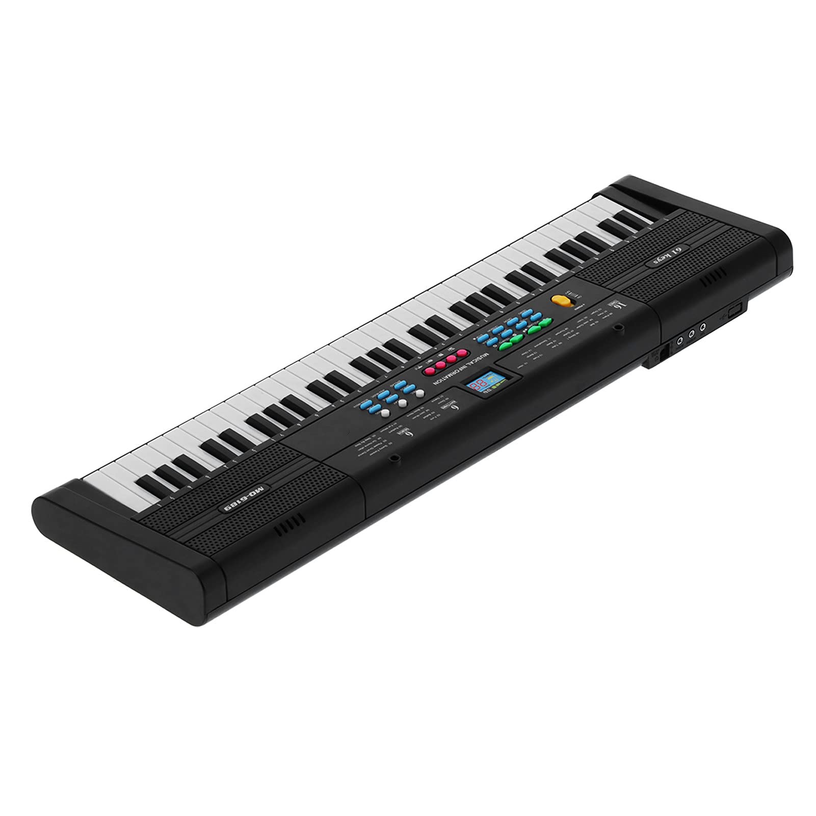 Generic Profesjonalny Instrument Klawiszowy 61 Klawiszy Elektryczny Wielofunkcyjny z Mikrofonem USB 6 Utworów Demonstracyjnych Regulacja Głośności Czarny Najlepszy Prezent dla Dzieci